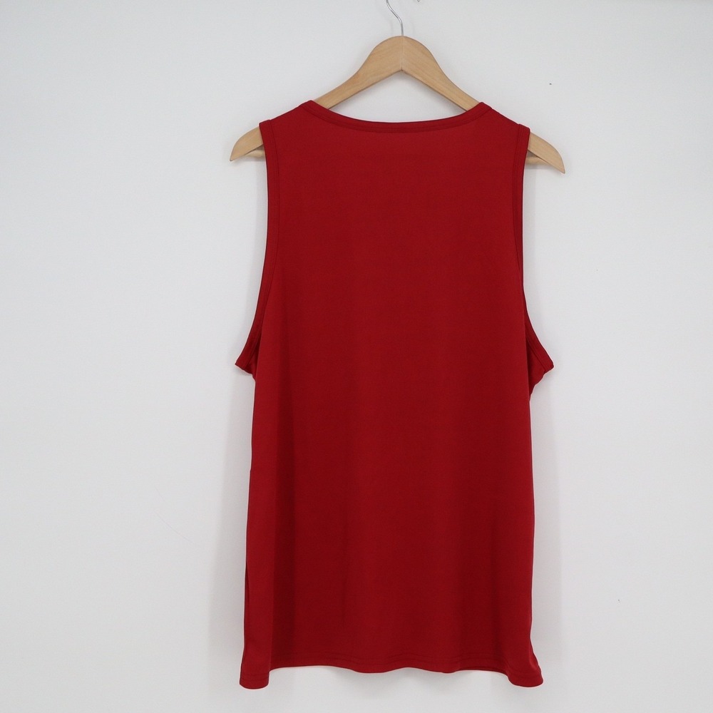 Unbranded Mens Red Athletic Tank Top Polyester Sleeveless Gym Shirt Size L - Picture 4 of 5